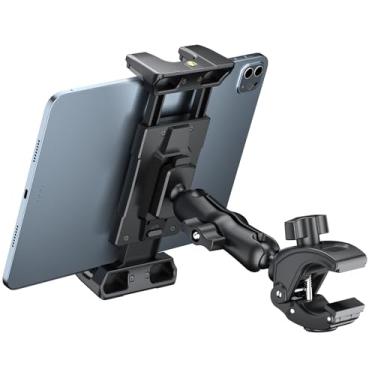 Imagem de OHLPRO Suporte de microfone para tablet para iPad, braçadeira de guiador, suporte para microfone Spin Bike Peloton Carrinho, serve para iPad Pro 12.9 cm Air Mini 12.9 cm, Galaxy Tab, iPhone, Fire HD