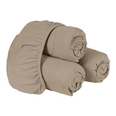 Imagem de Lençol Casal Malha Avulso 100% Algodão Antialérgico Cáqui