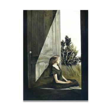 Imagem de LKXGRRSFG Impressão em tela Christina Olson Andrew Wyeth - Arte de realismo americano, aquarela e pintura de têmpera de ovo para decoração de casa 20 x 28 cm