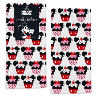 Imagem de Toalhas de cozinha Disney – Pacote com 2 toalhas de cozinha 100% algodão – 40,6 cm x 66 cm panos de prato macios e absorventes – Mickey, Minnie e Stitch Designs – Durável, lavável na máquina (cupcakes