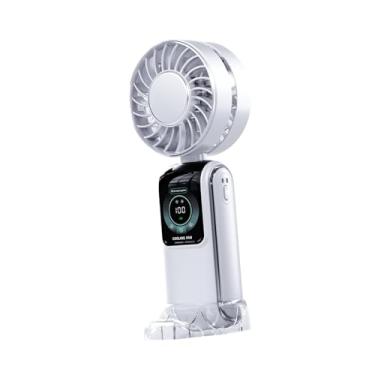 Imagem de Ｂｅｓｇａ Ventilador de mão pequeno 100 velocidade ajustável Speed ​​silencioso Ventilador portátil Display digital para viagens esportivas caminhadas externas, Branco