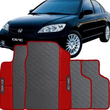 Imagem de Lindo jogo tapete 4 peças carro automotivo  na cor vermelho  honda civ
