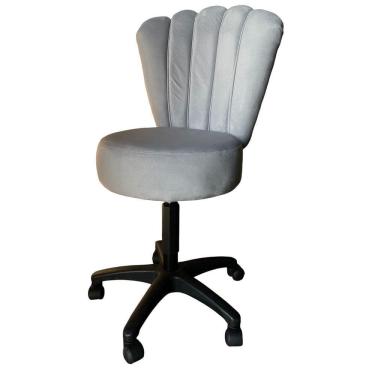 Imagem de Cadeira Mocho Pétala Veludo Cinza Claro - In9 Decor