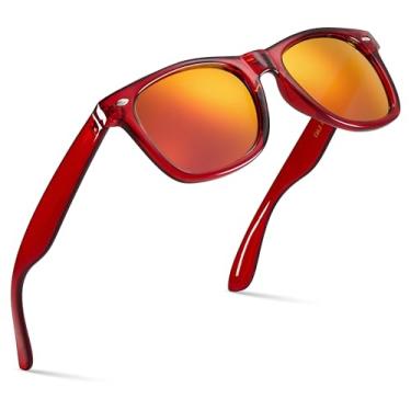 Imagem de Retro Rewind Óculos de sol espelhados coloridos neon anos 80 com armação translúcida para homens e mulheres, Vermelho translúcido | Espelho vermelho Revo, One size fits most