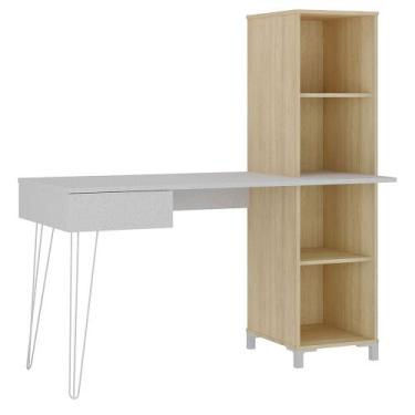 Imagem de Mesa Escrivaninha com Estante Pés Industrial Núria A02 Terraza Carvalh