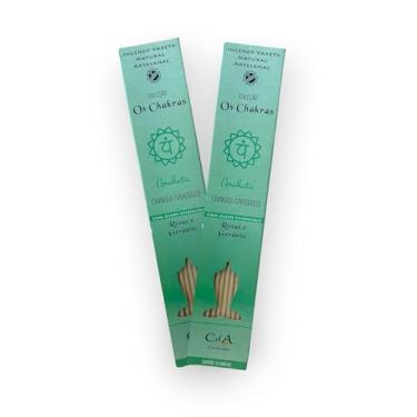 Imagem de Kit com 2 Incensos Naturais e Artesanais Vareta Chakras Cardíaco Rosas Gerânio
