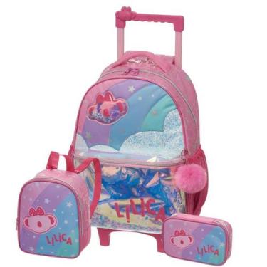 Imagem de Kit Mochila Roda Lilica Ripilica Arco Íris Lancheira Estojo - Pacific