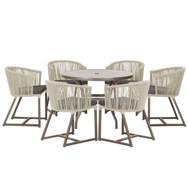 Imagem de Mesa com 6 Cadeiras de Jantar Roma 120cm e Noronha em Alumínio