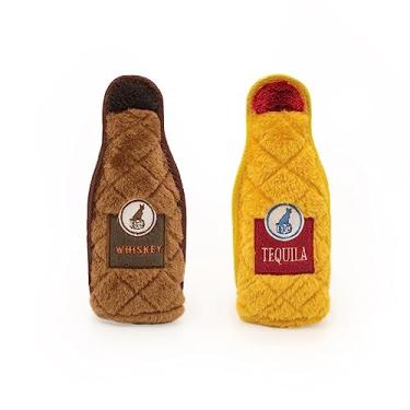 Imagem de Z-Stitch® Happy Hour Crusherz 2 unidades - Whisky e Tequila, brinquedos engraçados para cães mastigadores agressivos, brinquedos duráveis de pelúcia para filhotes, brinquedos barulhentos para