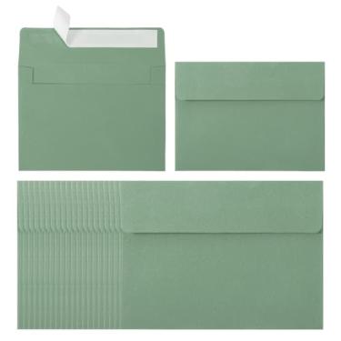 Imagem de PATIKIL Pacote com 60 envelopes A2, envelopes autoselantes de convite verde claro para cartões postais de casamento, fotos, anúncios, correspondências, tamanho 12 x 14 cm