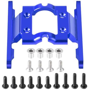 Imagem de QUE-T Estrutura de montagem de transmissão de liga de alumínio, placa de base de chassi de rastreador RC, compatível com 1:18 FMS LC80 FCX18 FCX24 (azul)