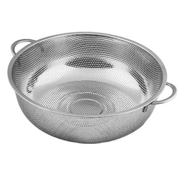 Imagem de Kit Escorredor Macarrão Inox Grande Lavar Arroz Massas Legumes e Frutas Ralador Peneira Aço Inoxidavel(22cm)