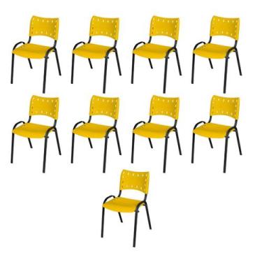 Imagem de Kit 9 Cadeiras Iso Fixa Empilhável Escola Igreja Salão - ravilar, amar