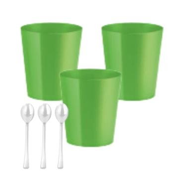 Imagem de Kit 30 Copinhos de Doce Neon Brilha na Luz Negra 25 ml + 30 Colherzinhas (Verde)