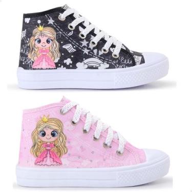 Imagem de Kit Combo 2 Pares Tênis Infantil Princesa Feminino Botinha 76 - LUKYS 