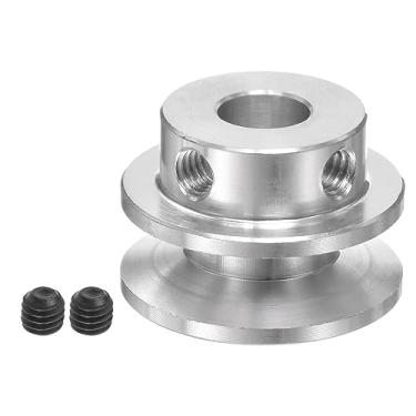 Imagem de HARFINGTON Polia tipo V 7 mm furo 22 mm diâmetro externo liga de alumínio de ranhura única para máquina de perfuração de eixo de motor de correia redonda PU de 3-5 mm