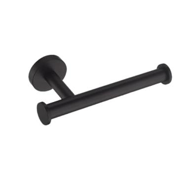 Imagem de Conjunto de acessórios para banheiro, suporte de parede com gancho, suporte para toalha de mão, suporte para rolo de papel higiênico, gancho para roupão, conjunto com 4 peças (suporte de papel preto)