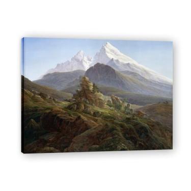 Imagem de NHLDZYH Impressões de arte de romantismo, (The Watzmann) por Caspar David Friedrich, pôsteres de arte famosos, impressão de imagem retrô romântica decoração de parede. Moldura interna 50 x 65 cm