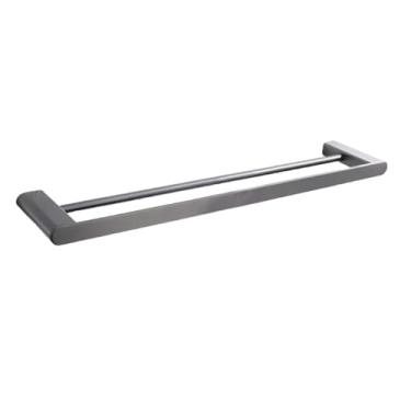 Imagem de Ferragens para banheiro cinza 304, porta-toalhas de aço inoxidável, suporte para papel higiênico, suporte para sabonete líquido, toalheiro, kit para banheiro (duplo toalheiro)