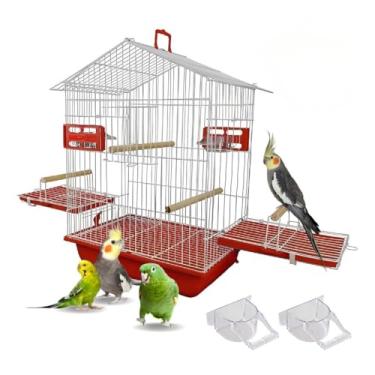 Imagem de Gaiola Viveiro Para Calopsita Papagaio Periquito Agapornis(Vermelha)