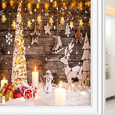 Imagem de Película de janela 3D de Natal, impressão de estilo natalino, para porta de vidro, banheiro, sala de estar, L90 x C 190 cm