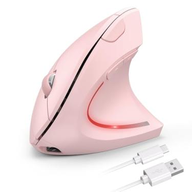 Imagem de TECKNET Mouse ergonômico sem fio, recarregável sem fio, silencioso para túnel do carpo, mão direita, mouse vertical USB de 2,4 GHz, sem fio para laptop, 5 ajustáveis 4800 DPI, computador, MacBook