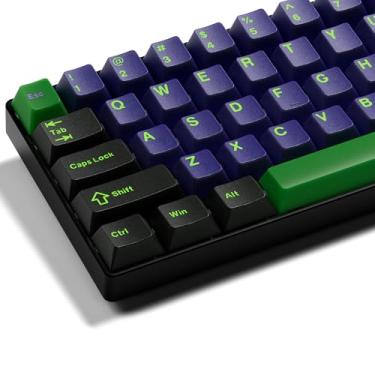 Imagem de GMKWTL XVX teclas roxas, conjunto de teclas PBT Double Shot com perfil cereja 129 teclas, teclas de teclado 60 65 75 100 por cento de compatibilidade com teclado mecânico MX Switchs