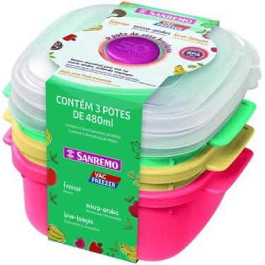 Imagem de Kit Pote Coloridos Sanremo 480ml Freezer - Microondas