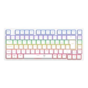 Imagem de Teclado Mecânico Gamer T-Dagger Megatre Iluminação Rainbow Branco 75% Switch Marrom T-TGK326W-BR