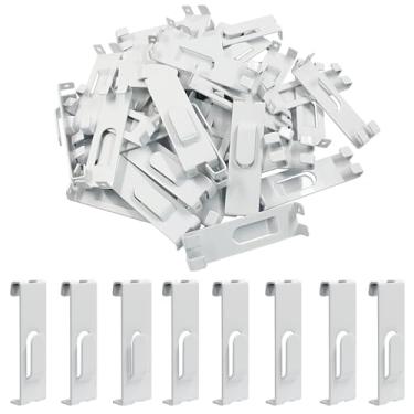 Imagem de Biaungdo 60 ganchos brancos para exibição de notch, ganchos de parede de grade, gancho de parede de arame de metal, ganchos utilitários para pendurar quadros de grade, acessórios para telas de painel