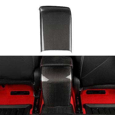 Imagem de JSWAN Acabamento da tampa traseira do apoio de braço do console central de fibra de carbono real apto para Civic Type r FL5 Typer Center apoio de braço traseiro capa de proteção de chute brilhante