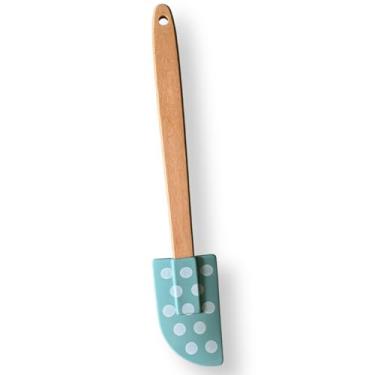 Imagem de Espátula de Silicone com Cabo de Madeira Antiaderente Utensílios de Cozinha Bolinha Colher - COR ALEATÓRIA