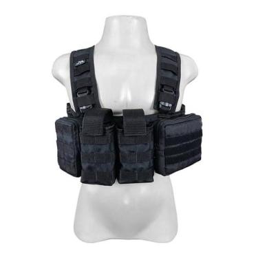 Imagem de Colete Chest Rig Modular Tático com 4 acessórios JA Rio Militar, Preto