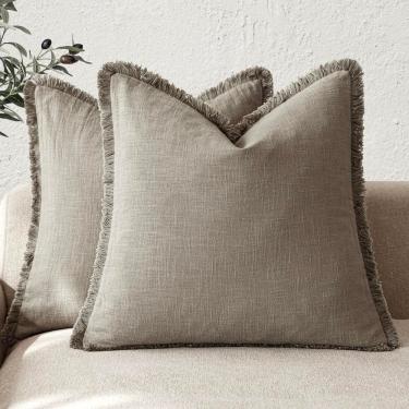 Imagem de Conjunto de 2 capas de almofada Findtower Linen Fringe, 65x65cm