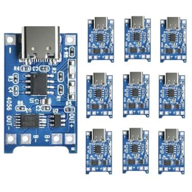 Imagem de Pacote com 10 kits de placa BMS módulo carregador de bateria de lítio 18650 com função de proteção dupla TP4056 Tipo-C interface de entrada USB 5V 1A