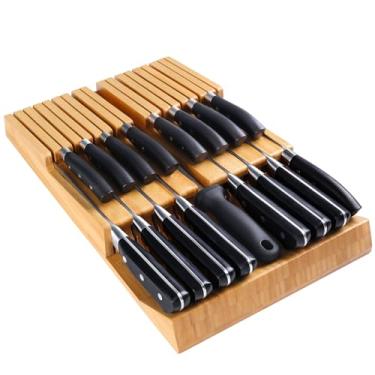 Imagem de Conjunto de facas removíveis de bambu para facas (não incluídas), grande conjunto de facas laváveis para cozinha, suporte destacável para armazenamento de cozinha para afiar aço e cortador..., L-16 Knife Organizer, 1