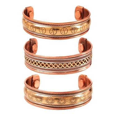 Imagem de Touchstone Pulseiras de cobre | presente para homens e mulheres |joias magnéticas 100% sólidas ajustáveis | conjunto de pulseiras feitas à mão | pulseiras tibetanas trançadas com corda., One Size
