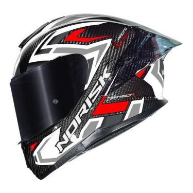 Imagem de Capacete Norisk Carbon R Spot Branco Cinza e Vermelho, 56
