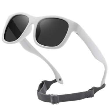 Imagem de DUCO Óculos de sol polarizados dobráveis para bebês com alça para recém-nascidos, meninas, meninos de 0 a 24 meses, S8306, Armação branca, lente cinza, common