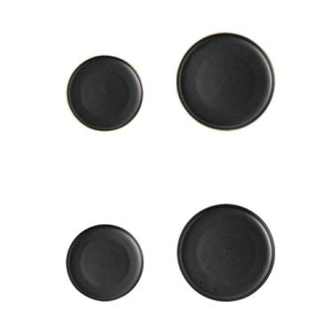 Imagem de Prato de bife Phnom Penh preto fosco prato de salada de cor sólida para uso doméstico - 20 cm preto