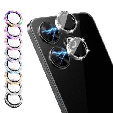 Imagem de Película 9H Protetor de Câmera Lente Traseira Compatível ¨Xiaomi Redmi 13 4G / 5G Brilho Diamante Glitter (AZUL BEBE)