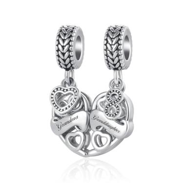 Imagem de LuxglitterLin Pingente de coração combinando para avó e neta compatível com pulseira Pandora presente feminino