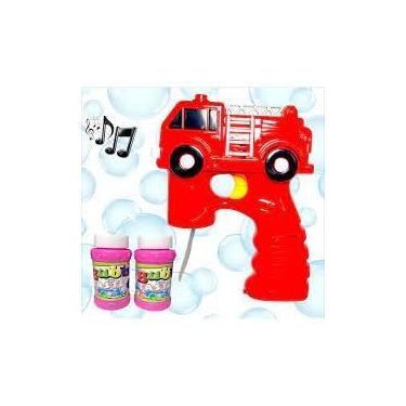 Imagem de Pistola Lançadora de Bolhas de Sabão Infantil, Formato Caminhão Bombeiro, com 2 Refis