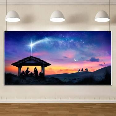 Imagem de ChloropLastid 6 x 3 m Nascimento de Jesus Presépio Fundo Natal Jesus Nascimento Estrela Sagrada Noite Presépio Fotografia Fundo Christams História Igreja Religião Praty Decor Banner Photoshoot