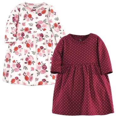 Imagem de Luvable Friends Hudson Baby, vestidos de manga comprida, pacote com 2, Flor de outono, 3 Anos