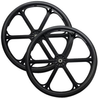 Imagem de Par Roda Traseira Aro 24 Pneu Maciço Injetado Com Rolamentos 6201zz Pr