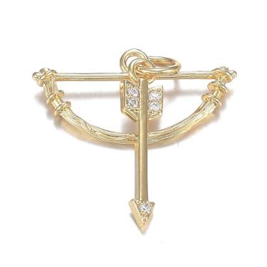 Imagem de DanLingJewelry Conjunto de 5 peças de pingentes de flecha de latão de zircônia cúbica, pingentes de metal para joias, pulseiras, colares, brincos