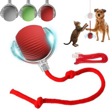 Imagem de Bola de brinquedo interativa para cães e gatos, rolagem automática em movimento, com cauda de substituição, bola de perseguição inteligente para animais de estimação recarregável, brinquedos de
