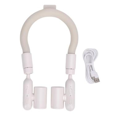 Imagem de HEEPDD Ventilador de Pescoço Portátil, Branco, 3 Velocidades Ajustáveis, Bateria 8000mAh, Recarregável USB-C, para Ciclismo
