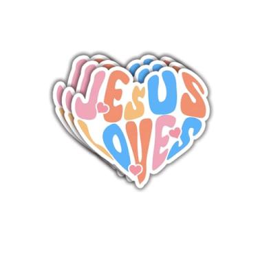 Imagem de (3 peças) Adesivo Jesus Loves Citações inspiradoras Versículo da Bíblia Jesus Vinil Decalque Adesivos Presente para Tumbler Laptop Kindle Garrafas de Água Livro Telefone Carro - Tamanho 2,8x3